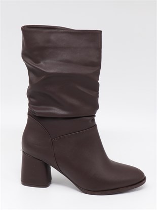 Nesil Shoes Rsl 2430 Kahve Kadın Körüklü Kısa Çizme