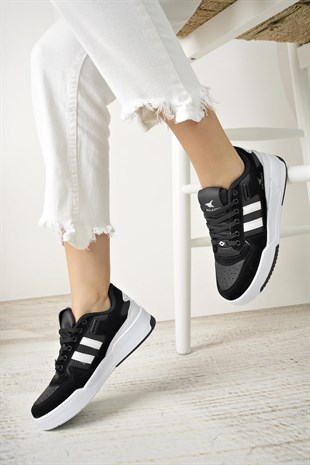 Solazer 020 Siyah Beyaz Anatomik Memory Foam Kadın Sneakers