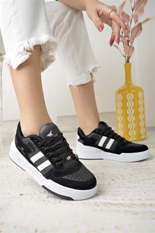 Solazer 020 Siyah Beyaz Anatomik Memory Foam Kadın Sneakers
