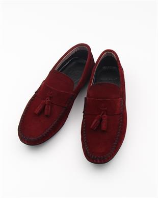 Tkn 019 Bordo Hakiki Süet Deri Günlük Erkek Ayakkabı