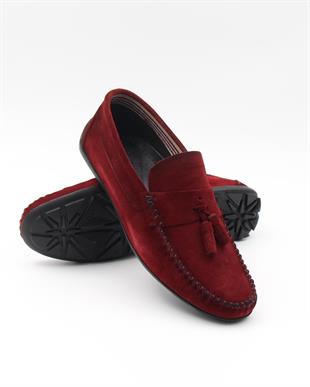 Tkn 019 Bordo Hakiki Süet Deri Günlük Erkek Ayakkabı