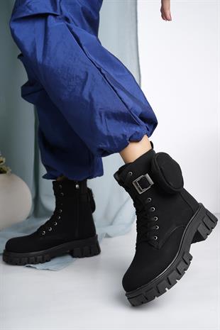 Twingo 7640 Siyah Zümrüt Cepli Kışlık Kaymaz Taban Kadın Bot