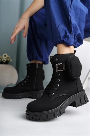 Twingo 7640 Siyah Zümrüt Cepli Kışlık Kaymaz Taban Kadın Bot