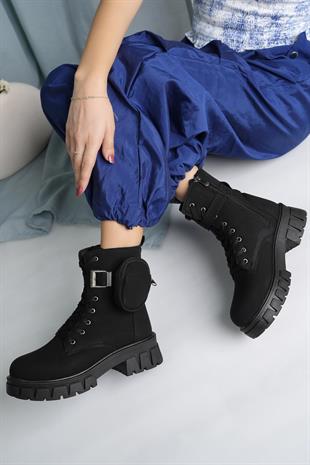 Twingo 7640 Siyah Zümrüt Cepli Kışlık Kaymaz Taban Kadın Bot