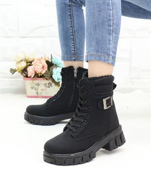 Twingo 7647 Siyah Kürklü Kaymaz Taban Kadın Kar Botu