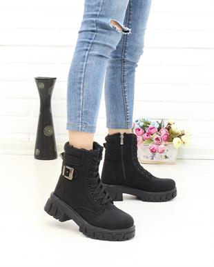 Twingo 7647 Siyah Kürklü Kaymaz Taban Kadın Kar Botu