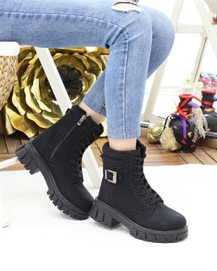 Twingo 7647 Siyah Kürklü Kaymaz Taban Kadın Kar Botu