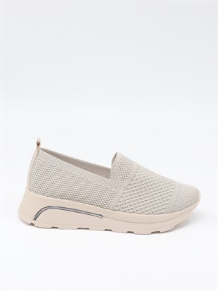 Nesil Shoes Wiss 250 Krem Örgü Triko Kadın Ayakkabı