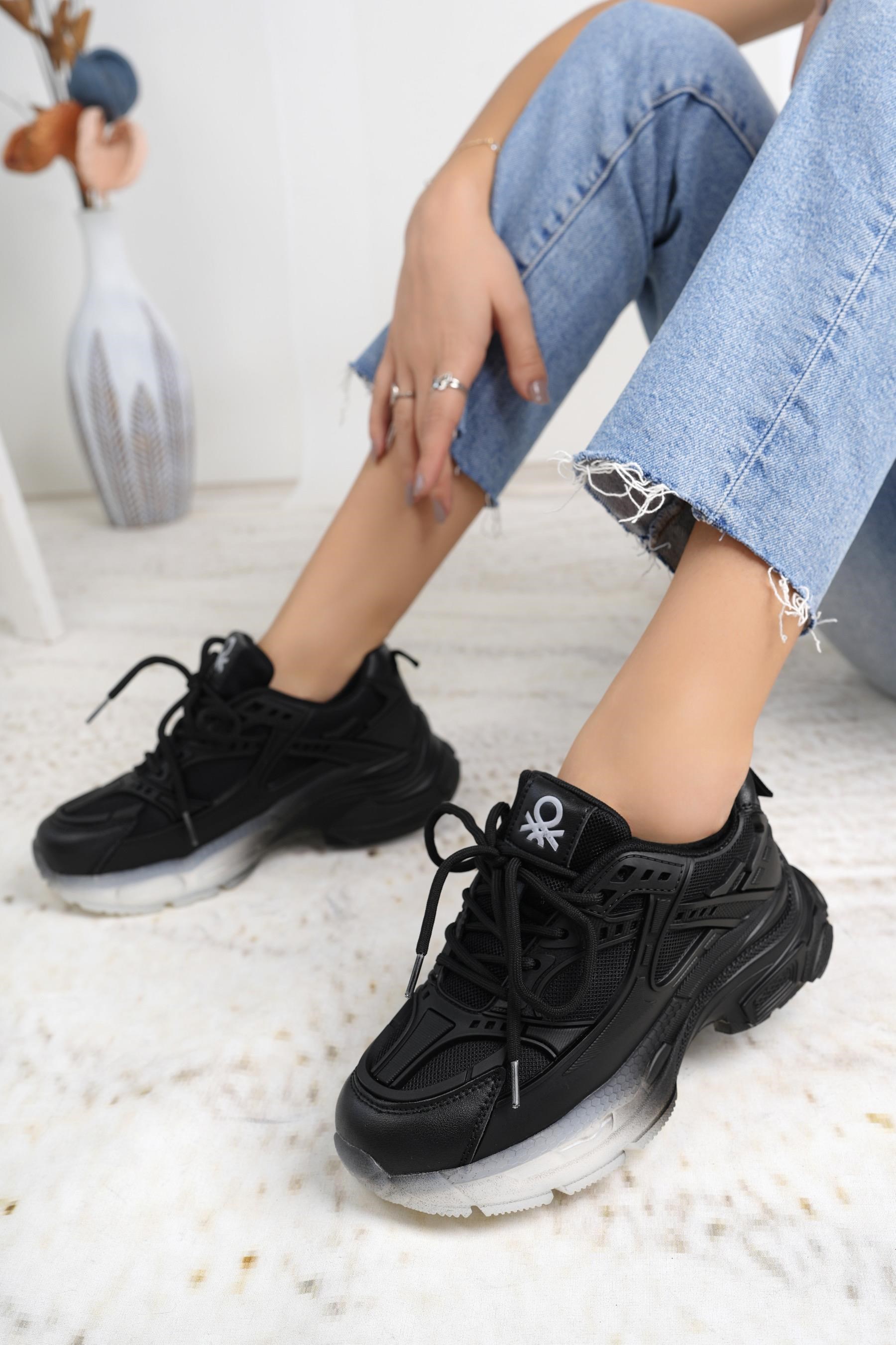 Benetton 11120 Siyah Memory Foam Kadın Sneakers
