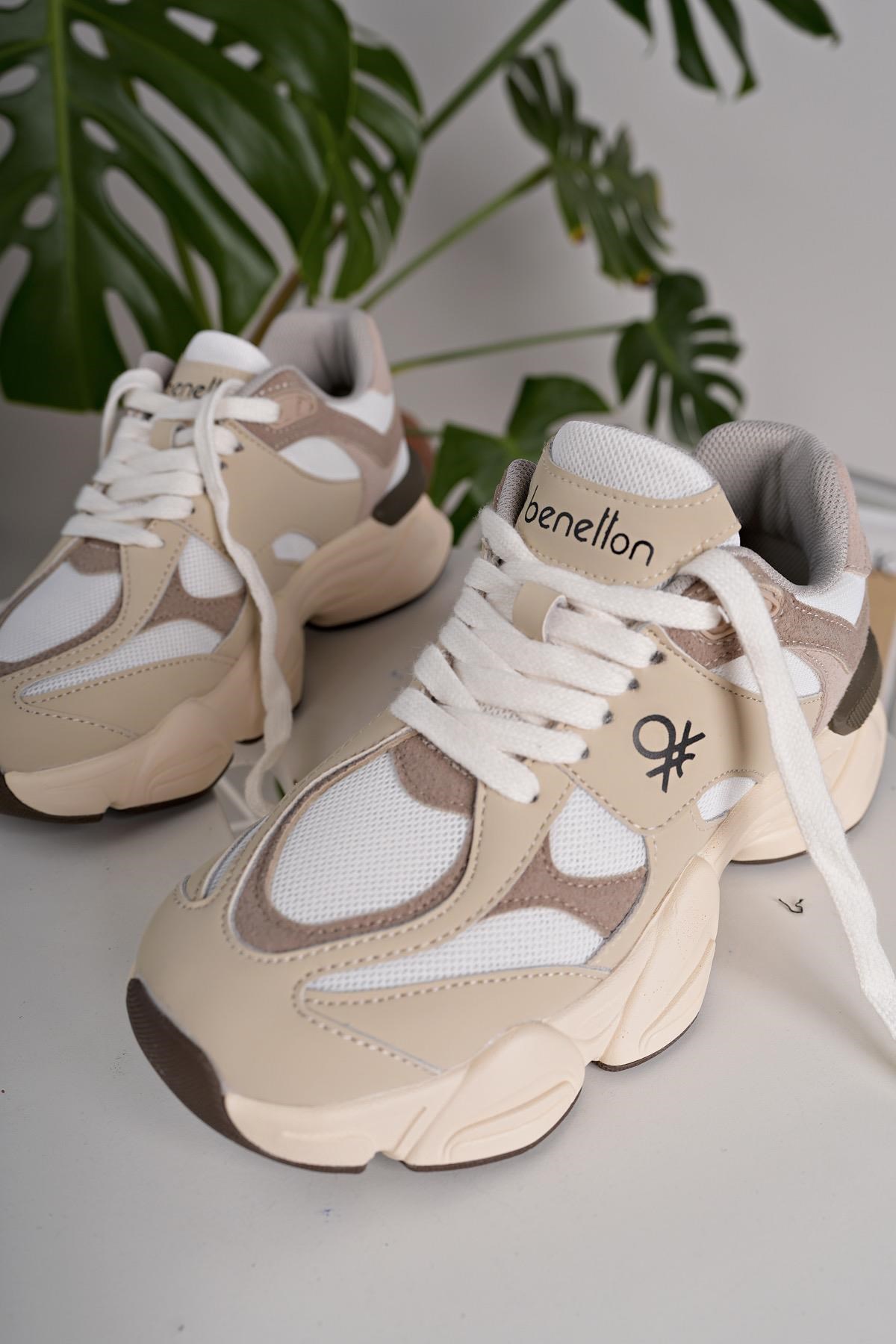 Benetton 11566 Bej Memory Foam Kadın Sneakers