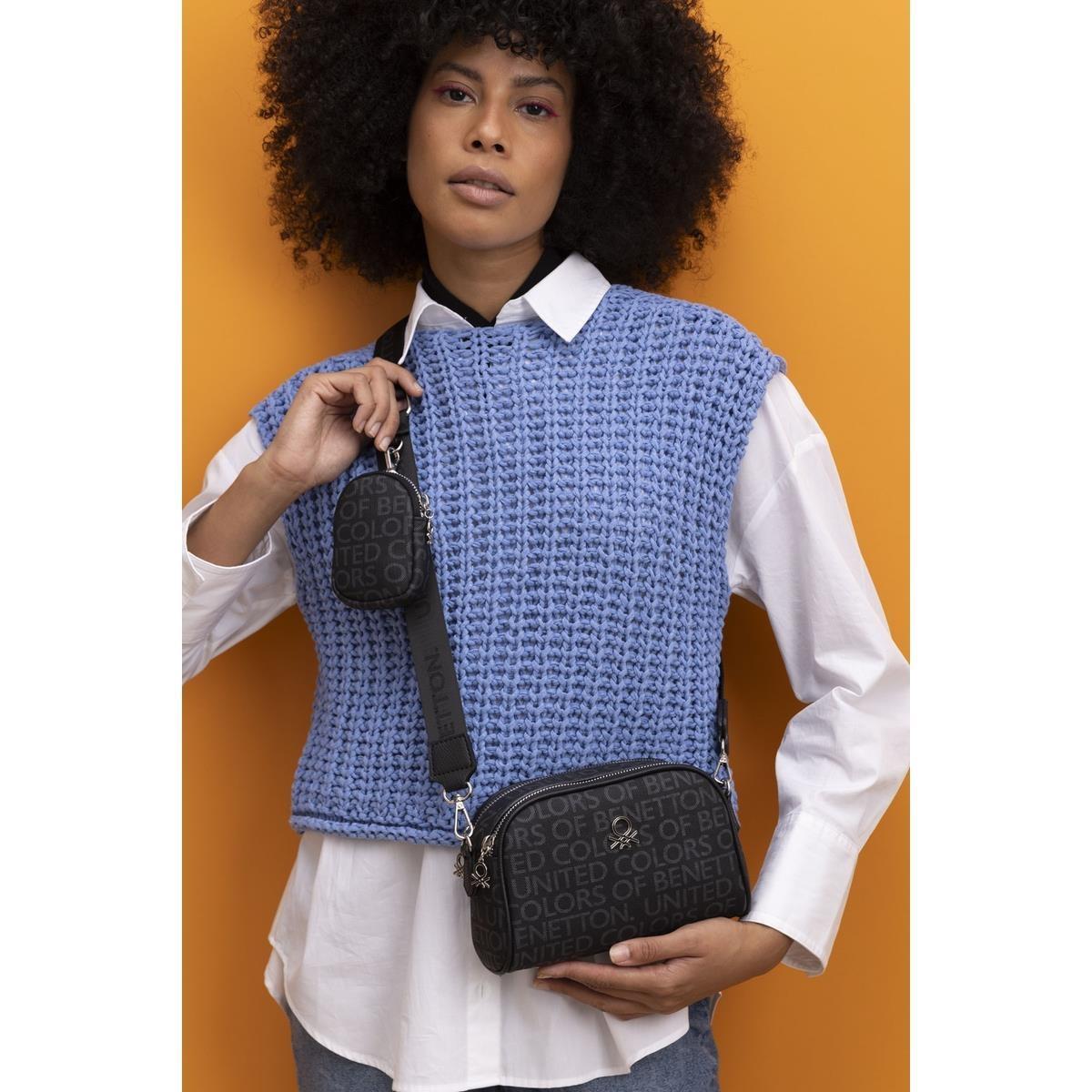 Benetton 1400 Siyah Taba Baskılı Çarpraz Bayan Çanta