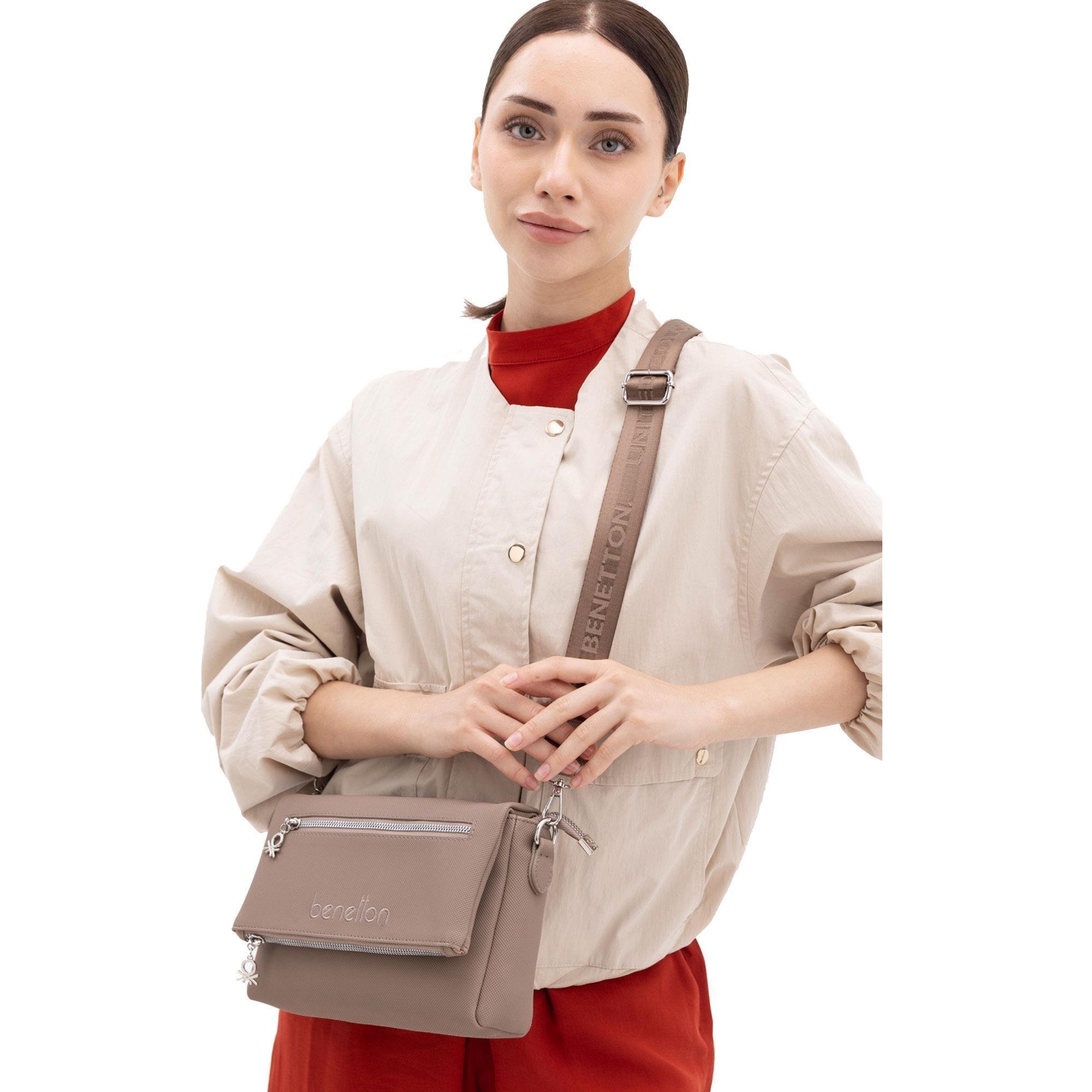 Benetton 1415 Vizon Baskılı Çarpraz Bayan Çanta