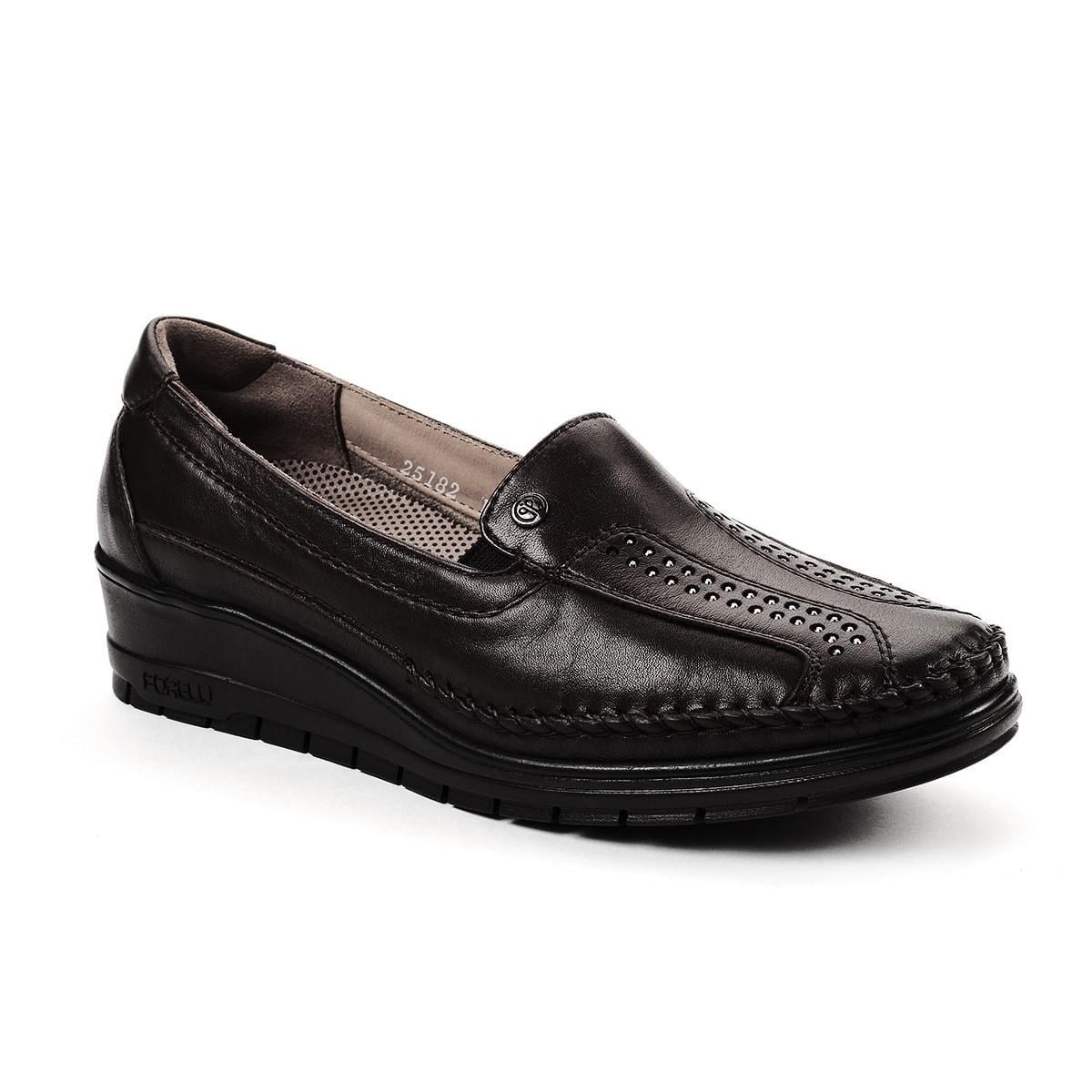 Forelli Moriza 25182 Siyah Hakiki Deri Kadın Ayakkabı