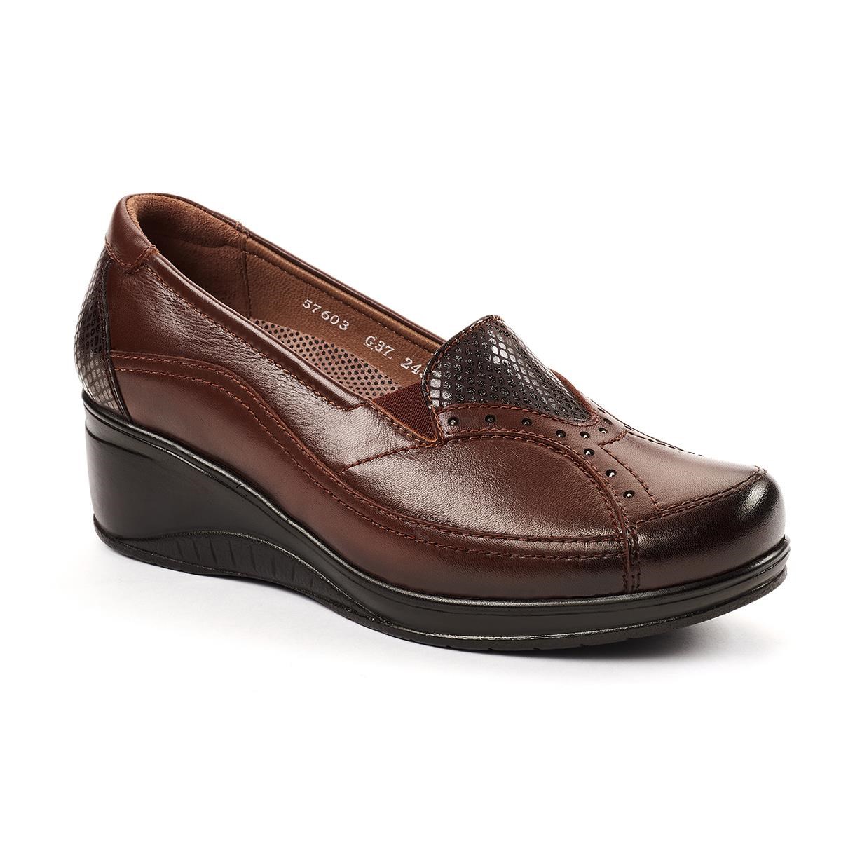 Forelli Rosa 57603 Taba Hakiki Deri Dolgu Kadın Ayakkabı