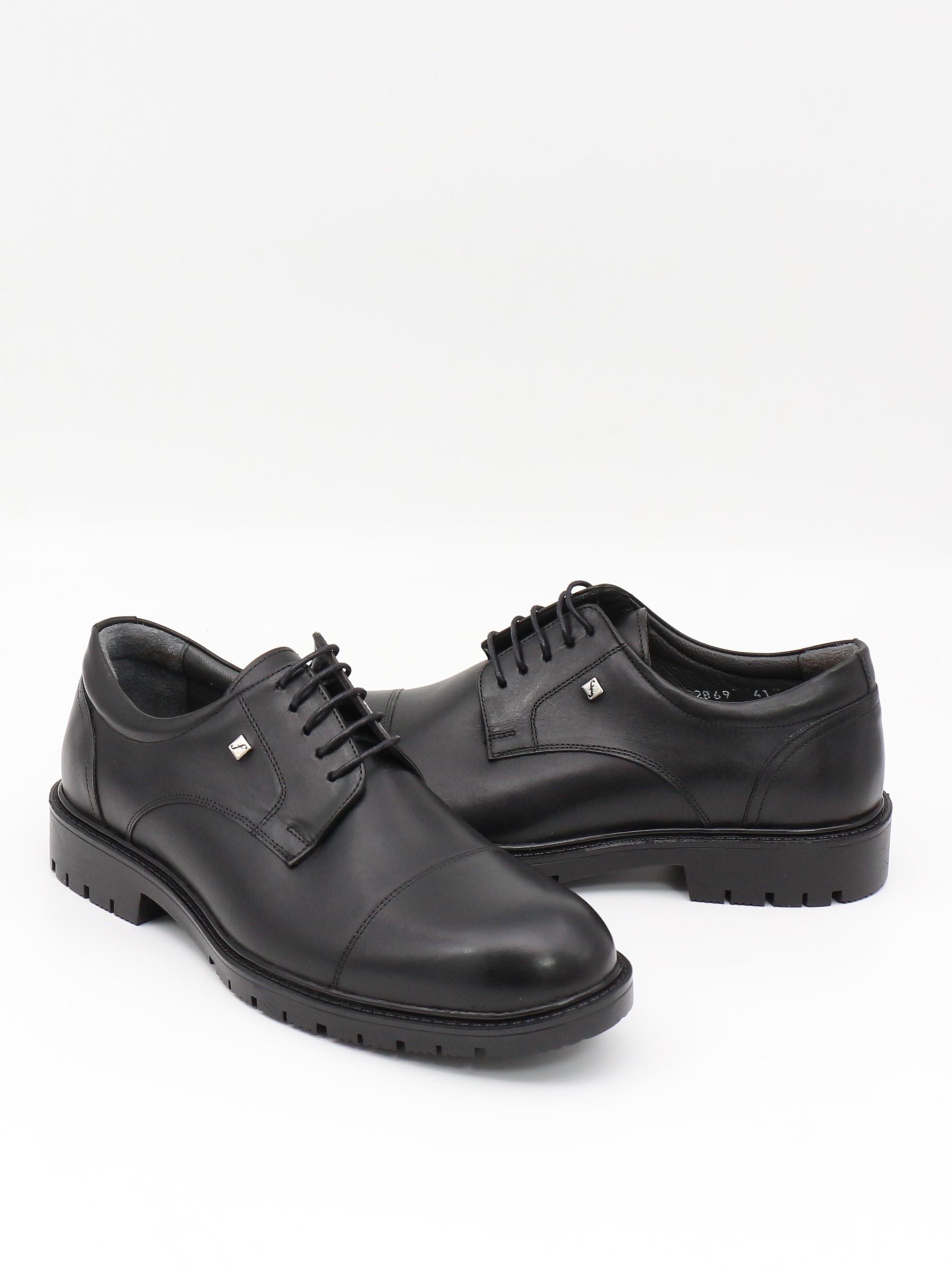 Fosco 2869 Siyah Hakiki Deri Kauçuk Taban Erkek Ayakkabı