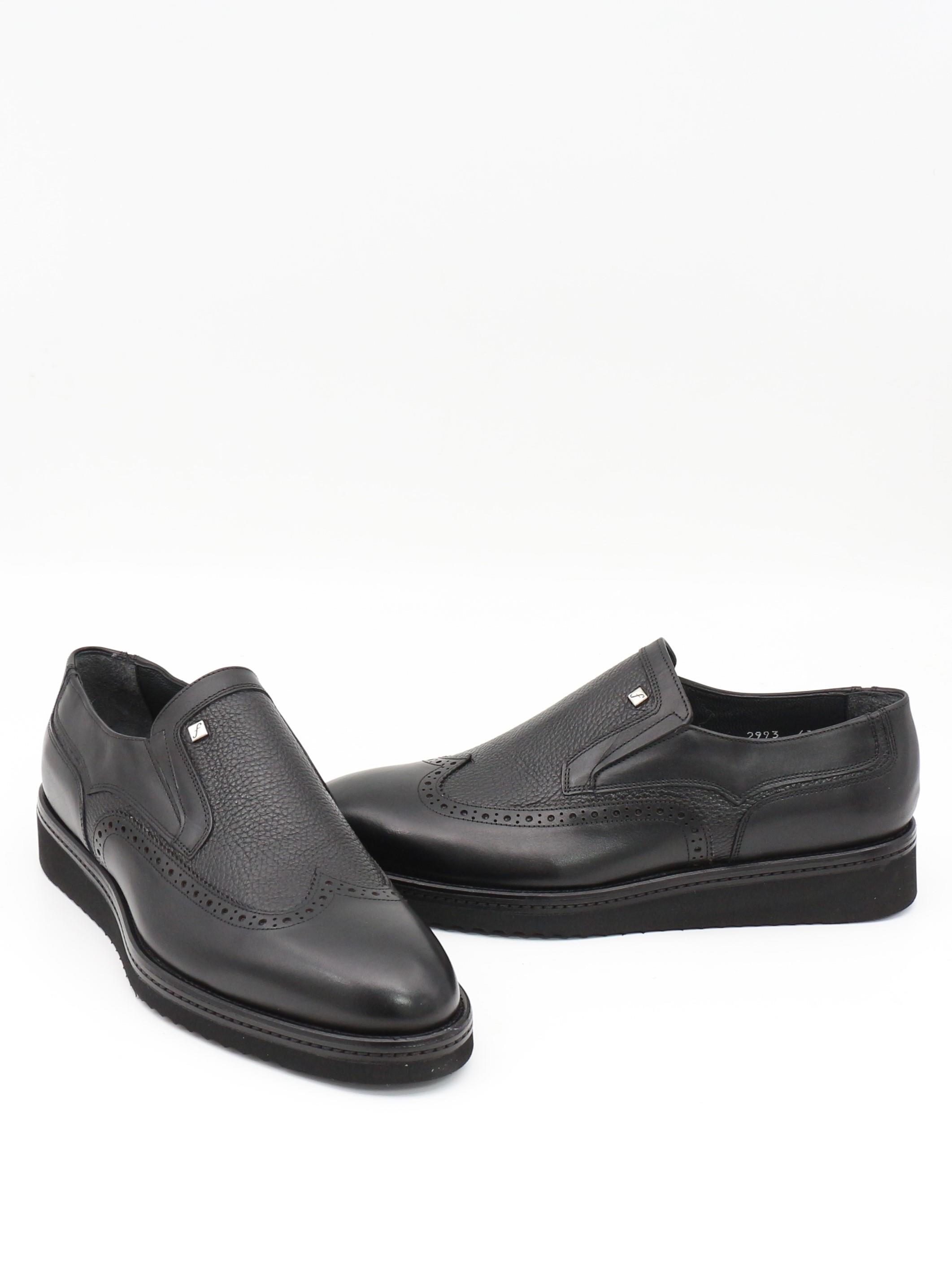 Fosco 2993 Siyah Hakiki Deri Eva Taban Erkek Ayakkabı