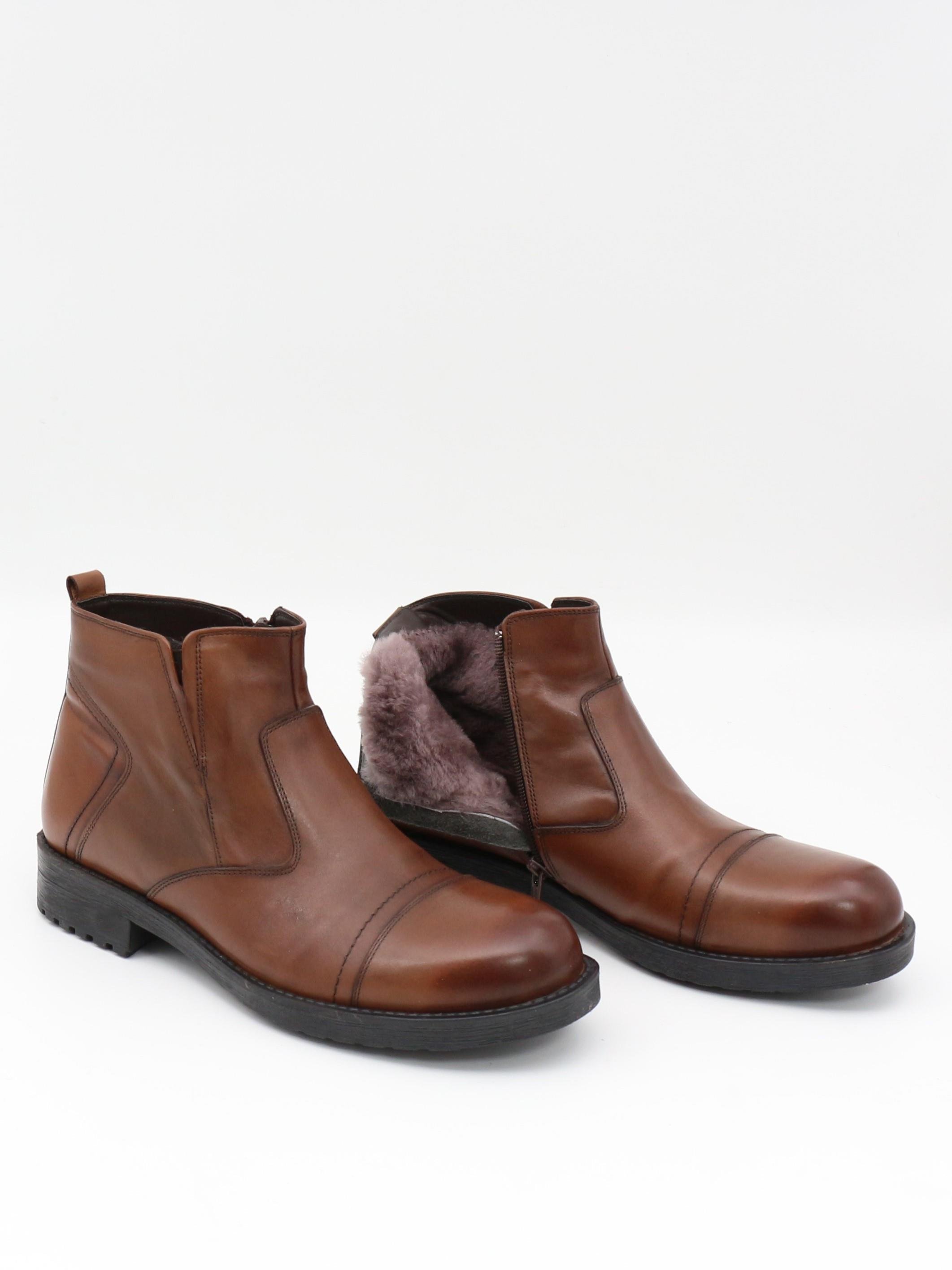 Fosco 4569 Taba Hakiki Deri Kauçuk Taban Kürklü Erkek Bot