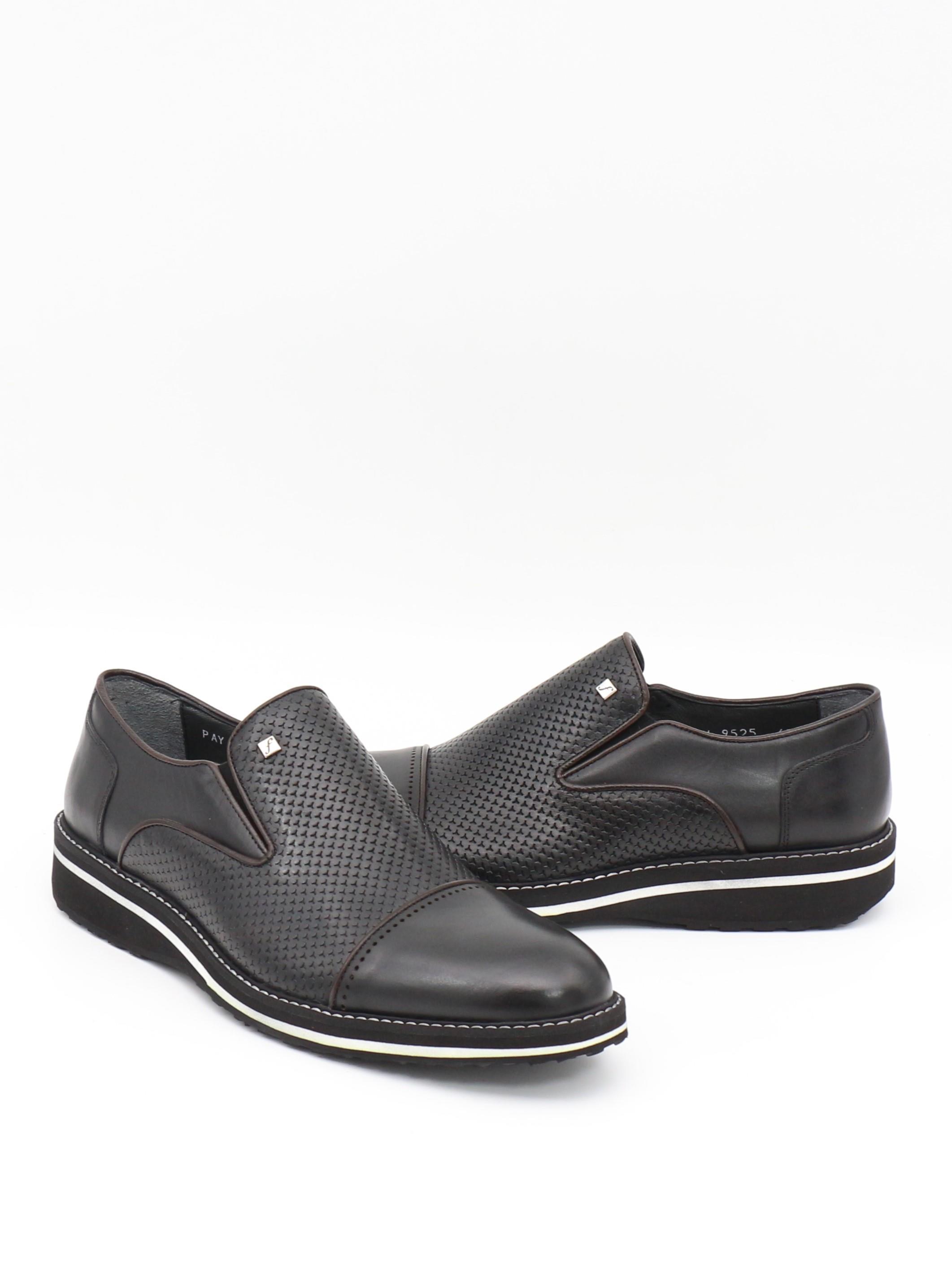 Fosco 9525 Siyah Hakiki Deri Eva Taban Erkek Ayakkabı