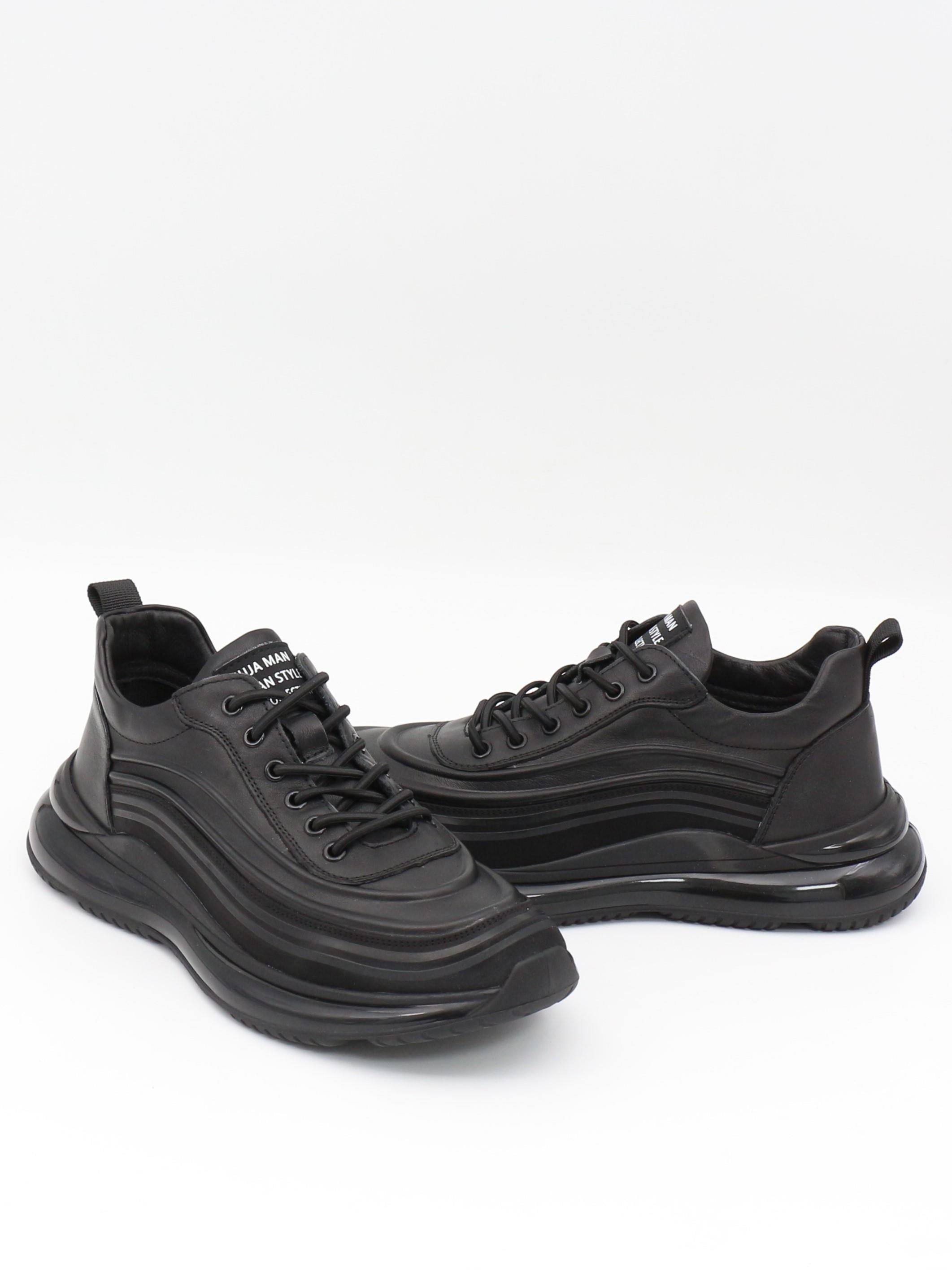 Guja 23K504-5 Siyah Hakiki Deri Air Taban Erkek Sneakers