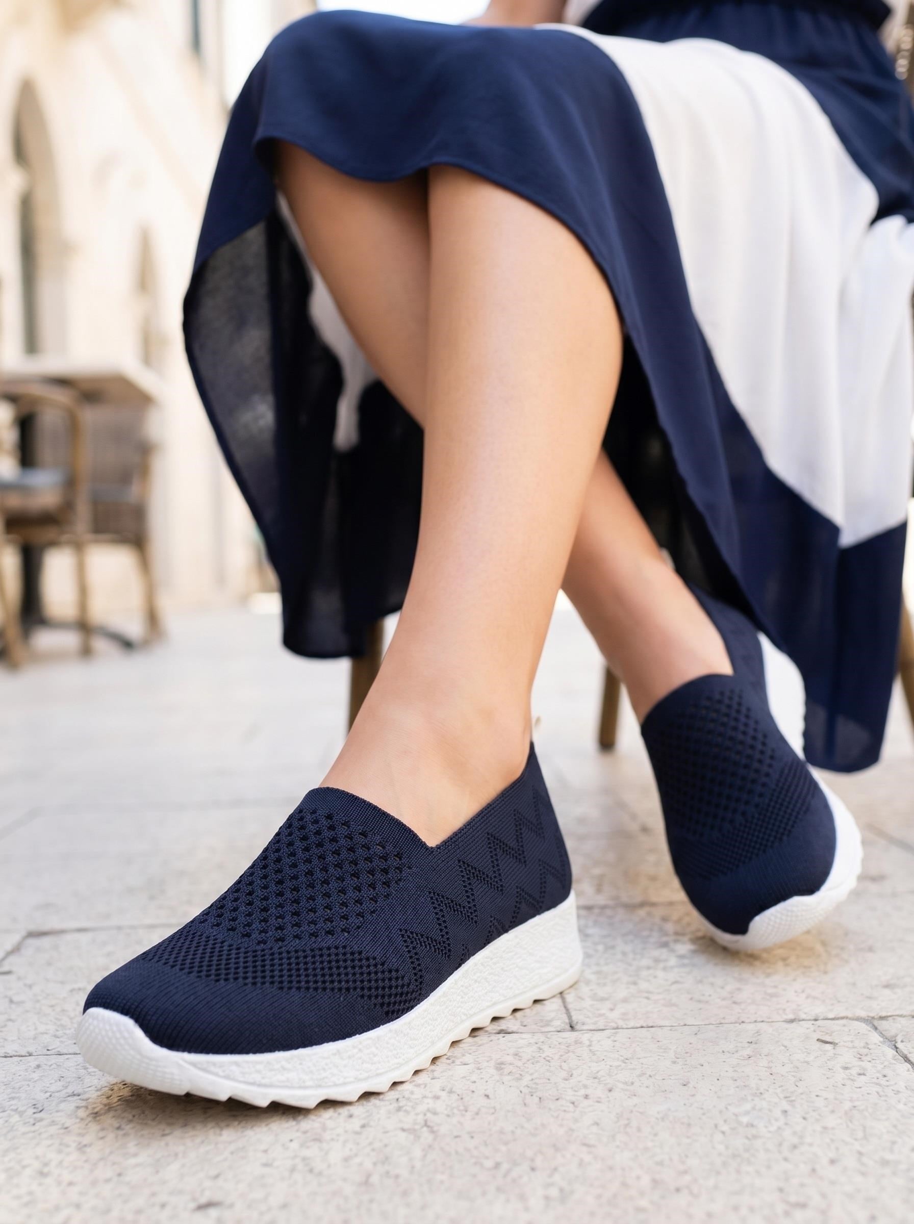 Nesil shoes Aky 055 Lacivert Triko Yazlık Kadın Ayakkabı