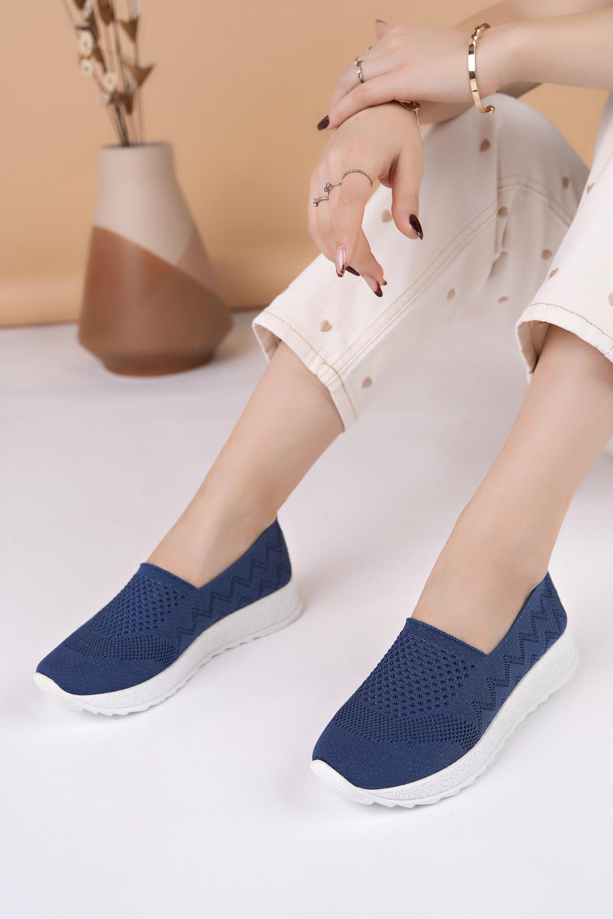 Nesil shoes Aky 055 Lacivert Triko Yazlık Kadın Ayakkabı