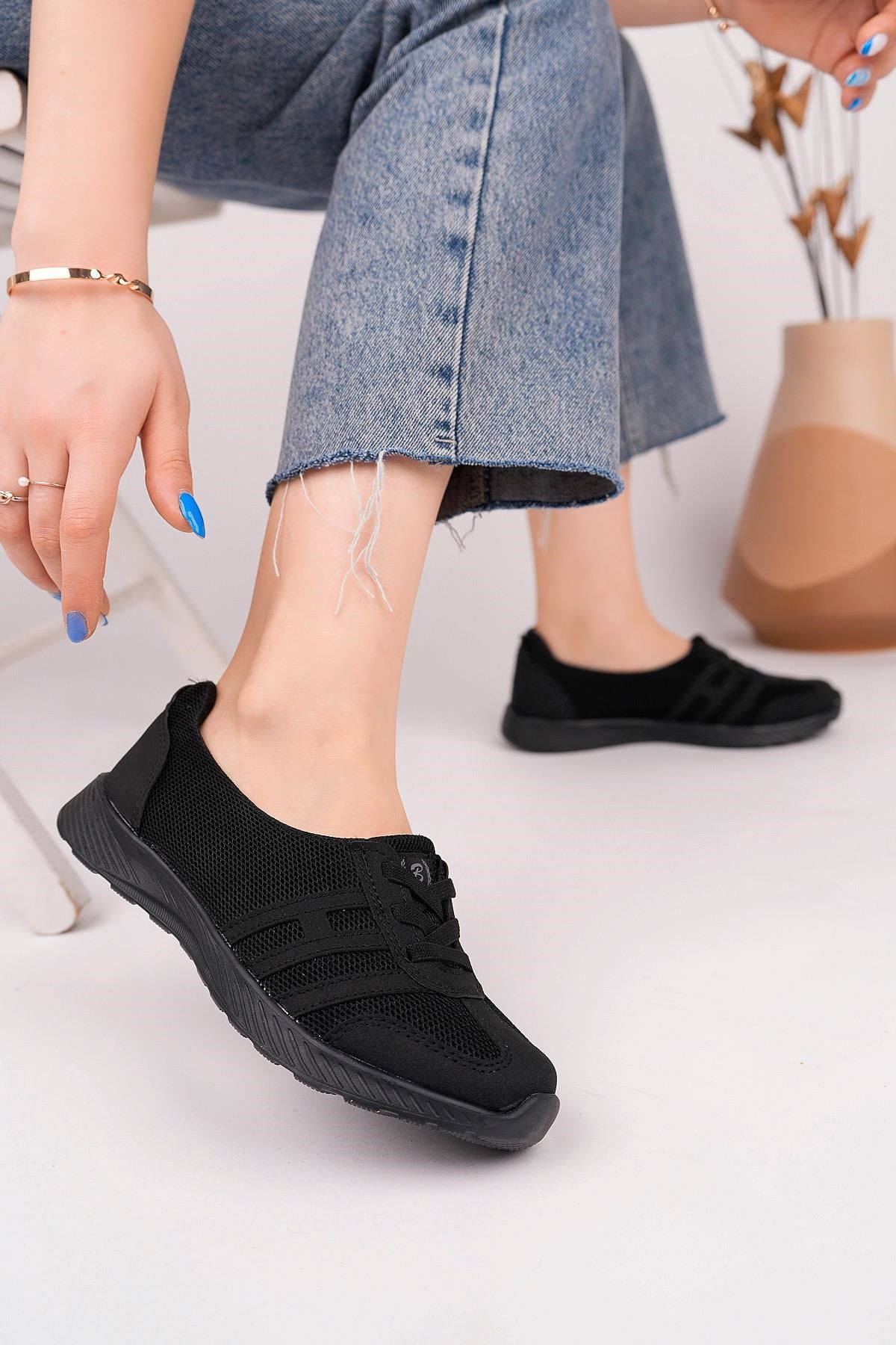 Nesil Shoes Bsea 618 Siyah Memory Foam Kadın Yürüyüş Ayakkabısı