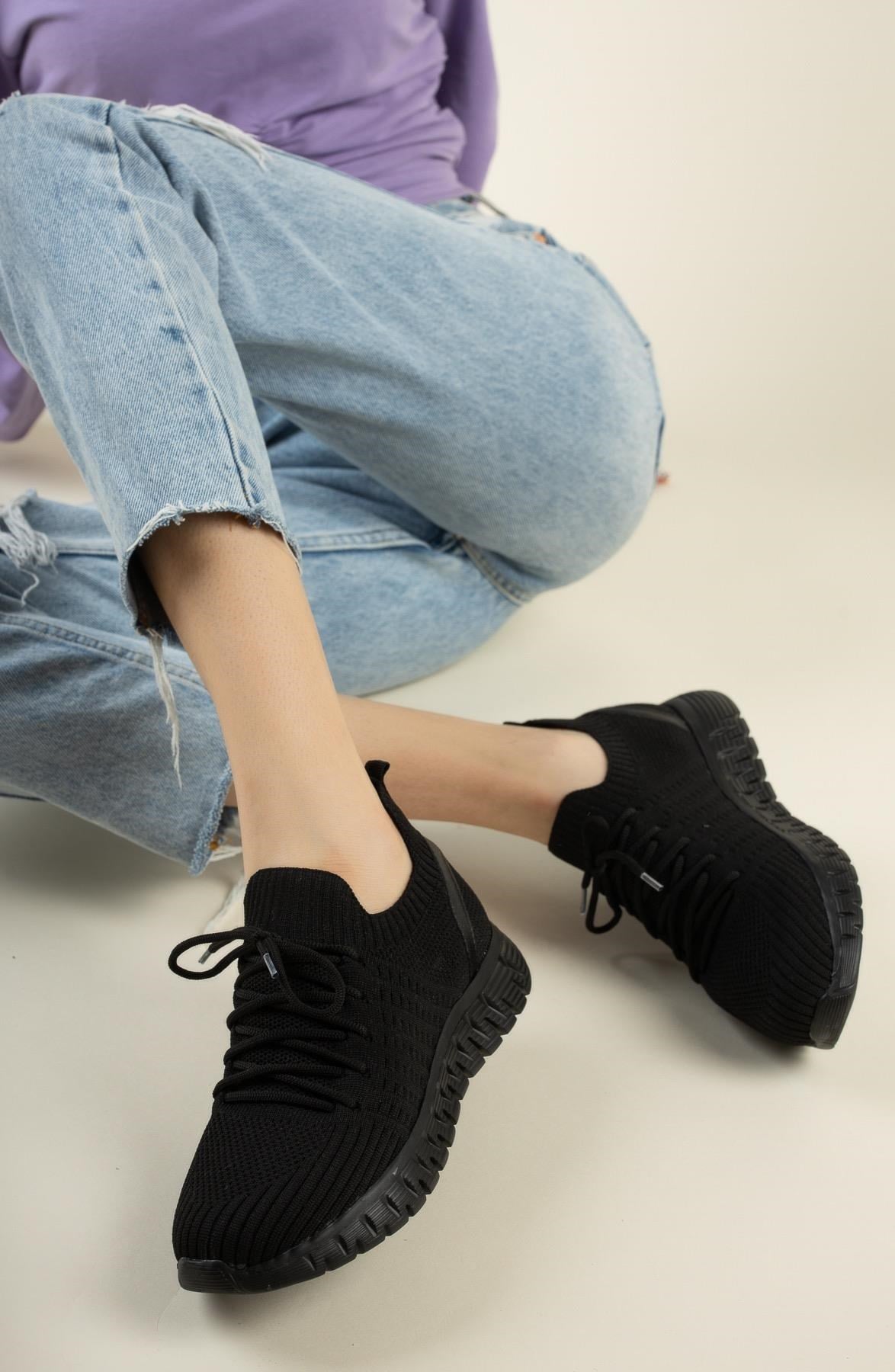 Nesil Shoes Dvm 500 Siyah Triko Kadın Sneakers