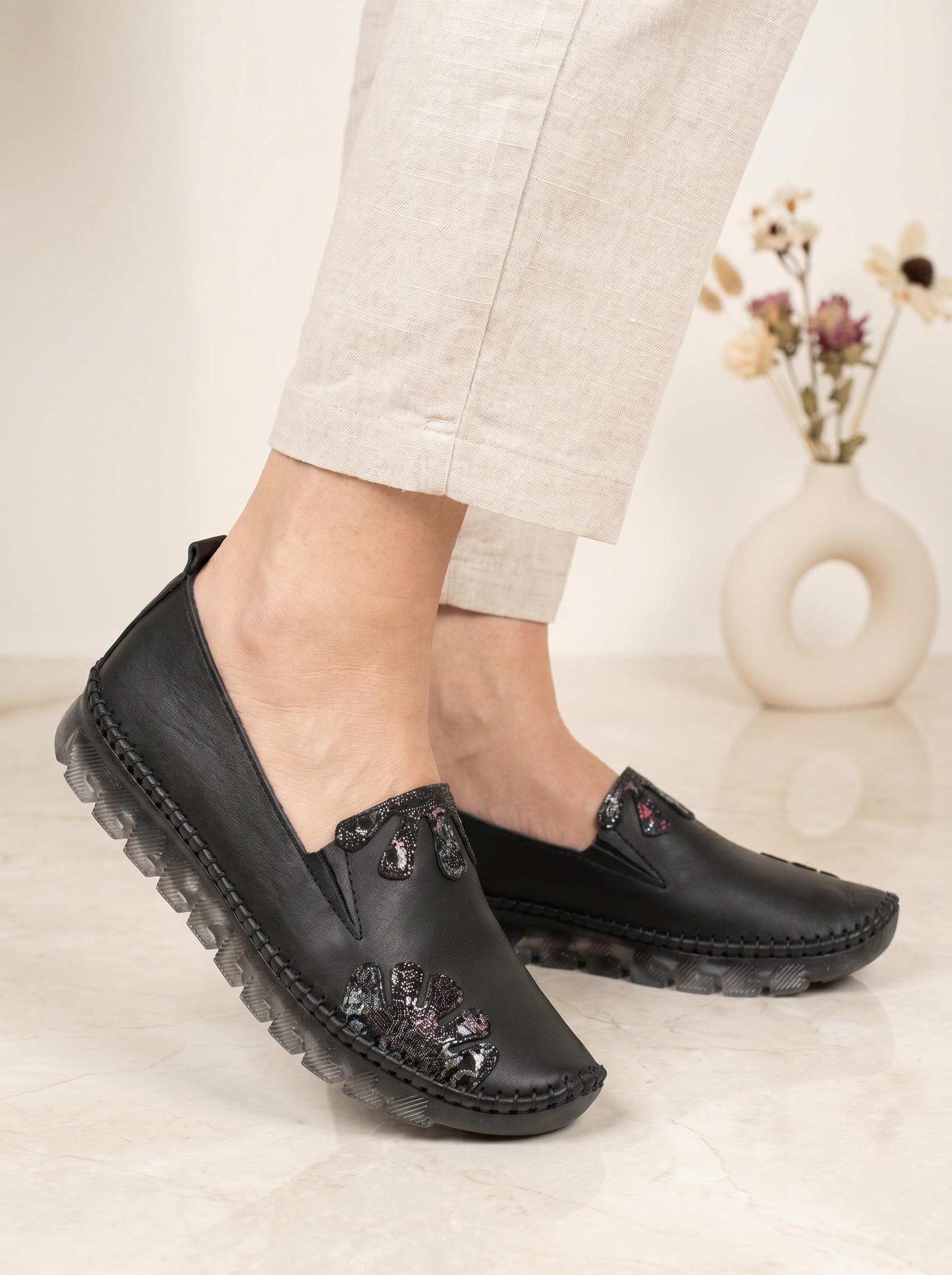 Nesil Shoes Knc 23 Siyah Hakiki Soft Deri Kadın Ayakkabı
