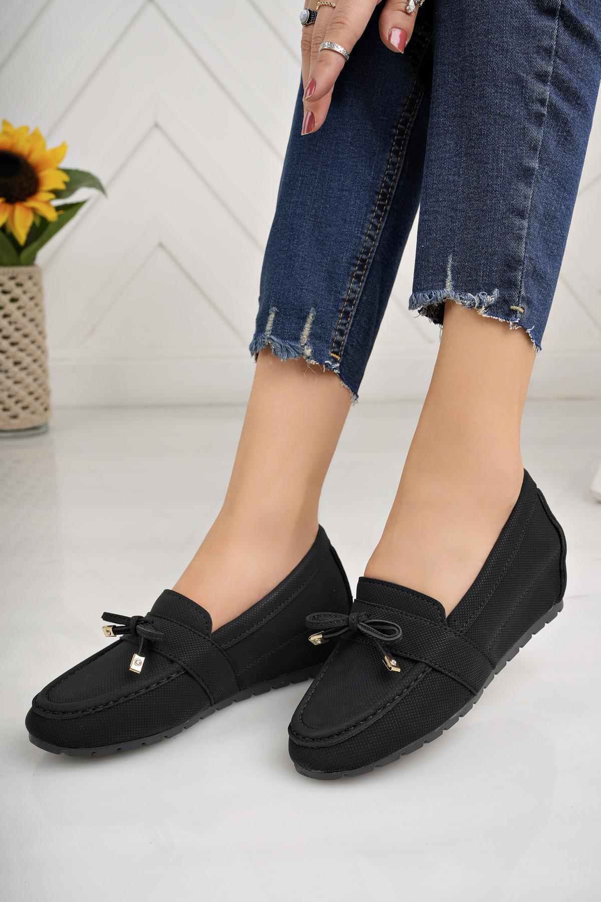 Nesil Shoes Minal GD05 Siyah Gizli Topuk Kadın Ayakkabı