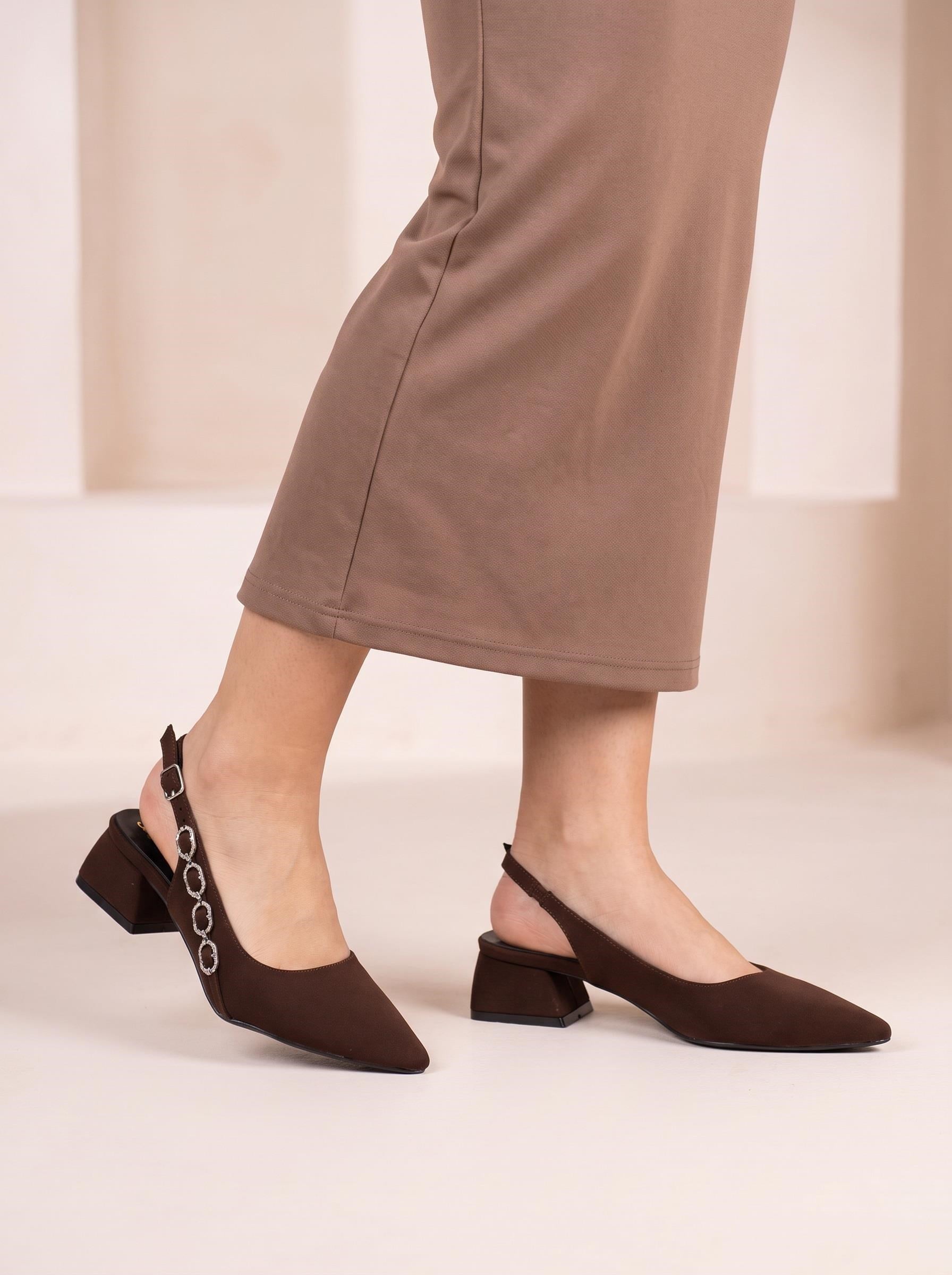 Nesil Shoes Peri 3668 Kahve Saten Kadın Sandalet