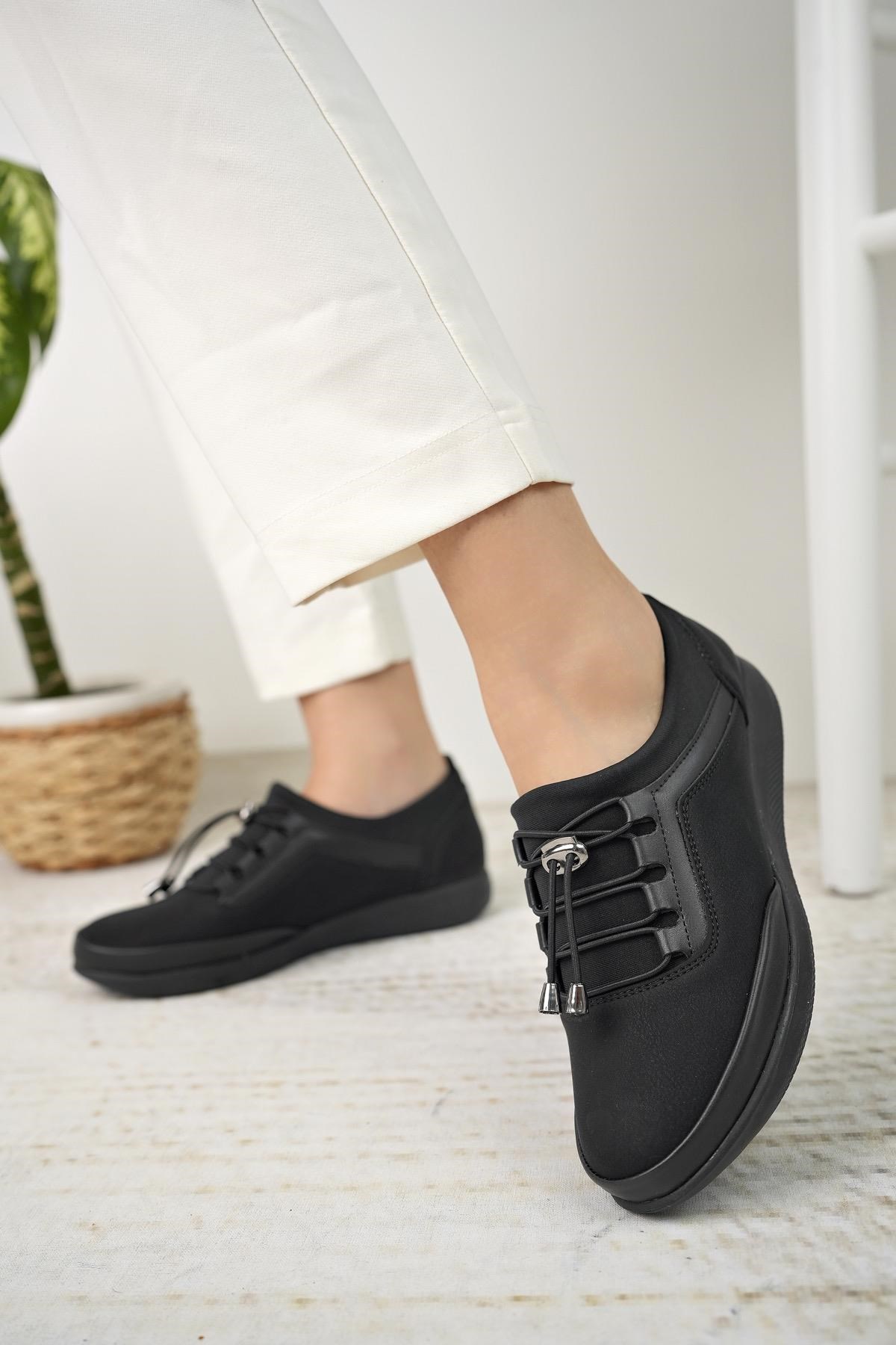 Nesil Shoes Sdf 702 Siyah Zümrüt Anatomik Kadın Ayakkabı