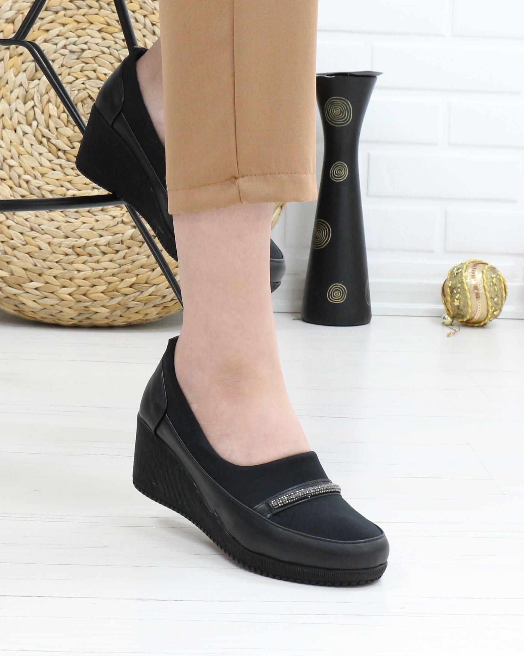 Nesil Shoes Sdf A06 Siyah Strech Dolgu Kadın Ayakkabı