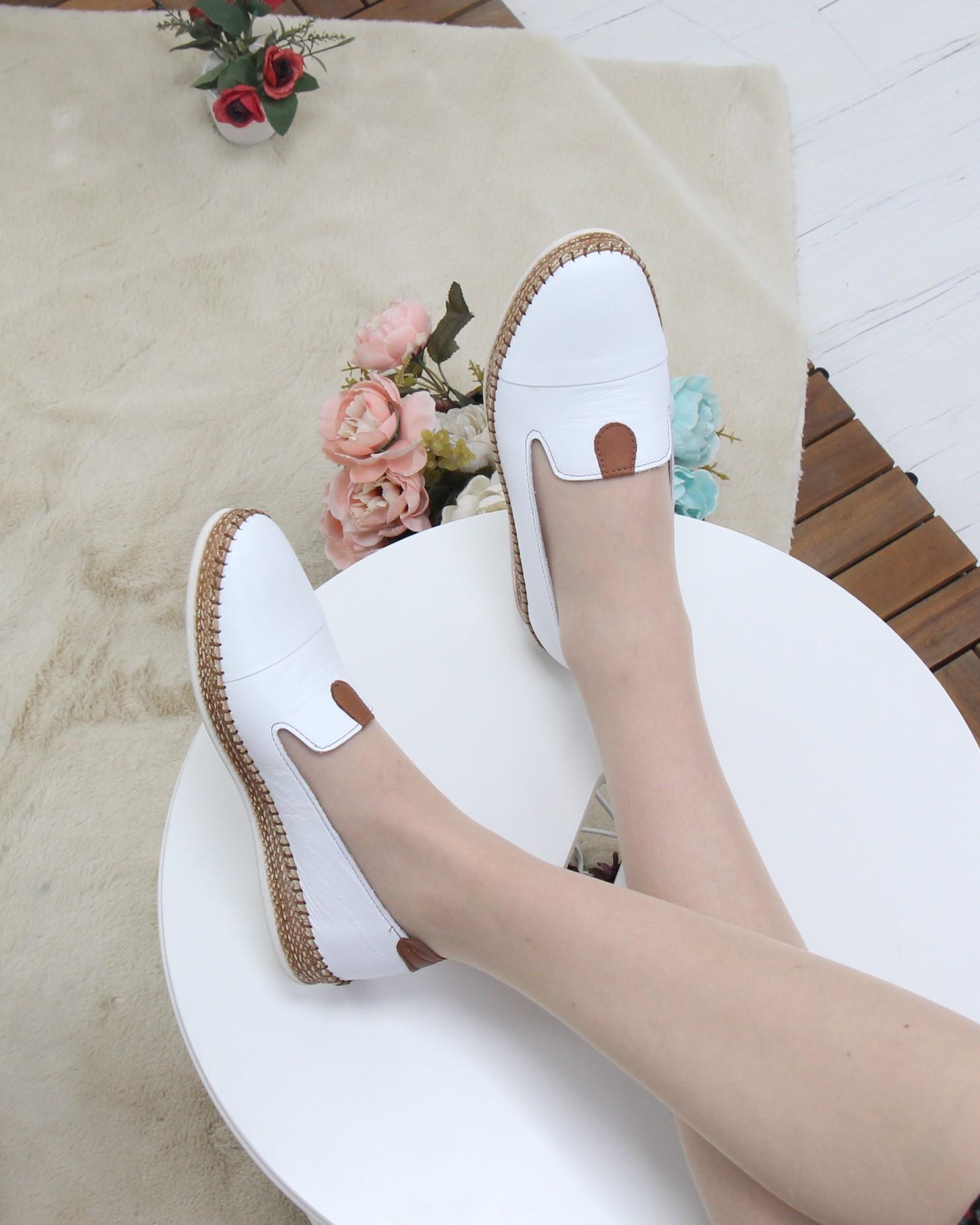 Nesil Shoes Syg P01 Beyaz Hakiki Deri Kadın Ayakkabı