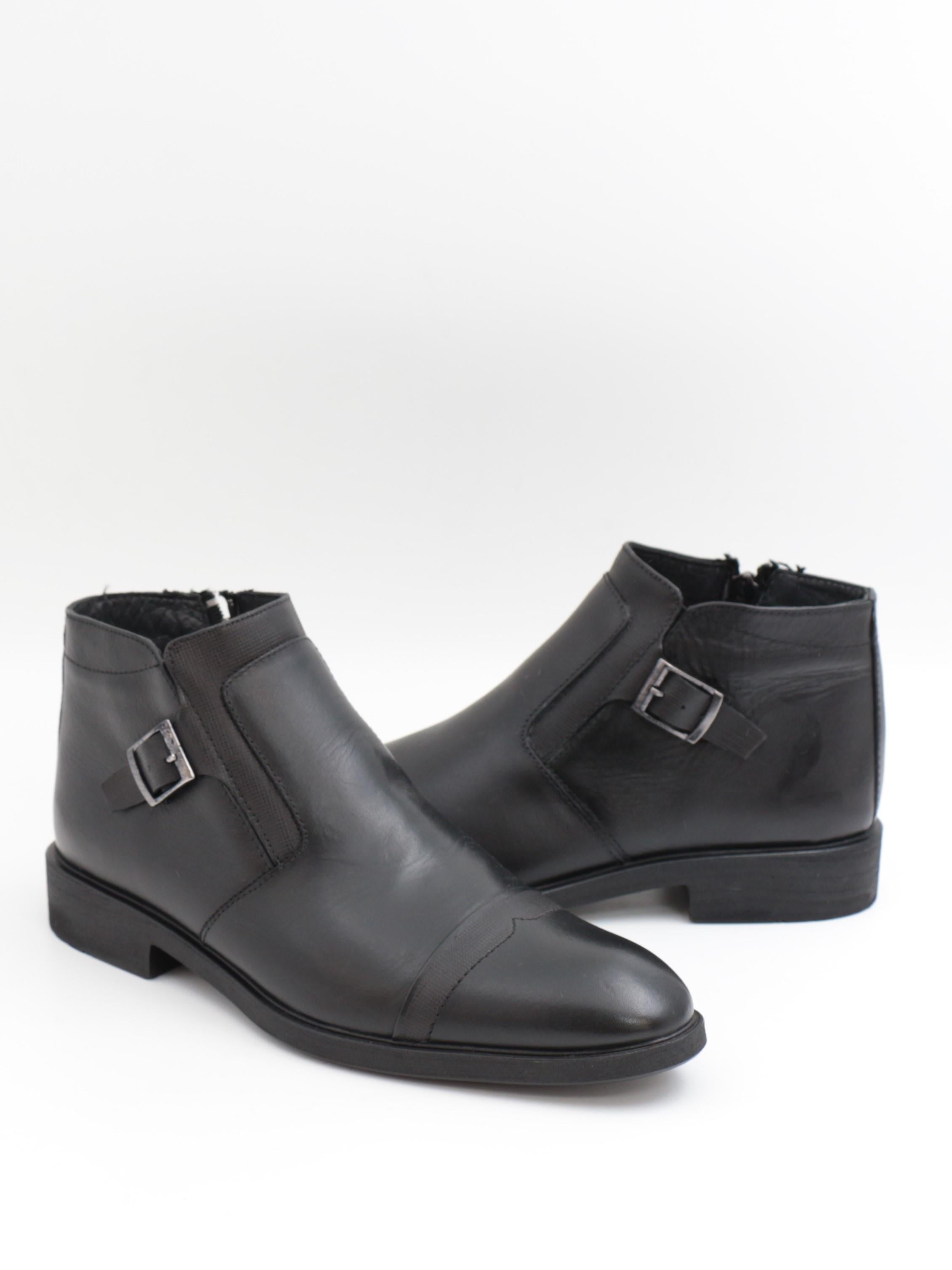 Nesil Shoes Thrtrk 2301-2 Siyah Hakiki Deri Kauçuk Taban Erkek Bot
