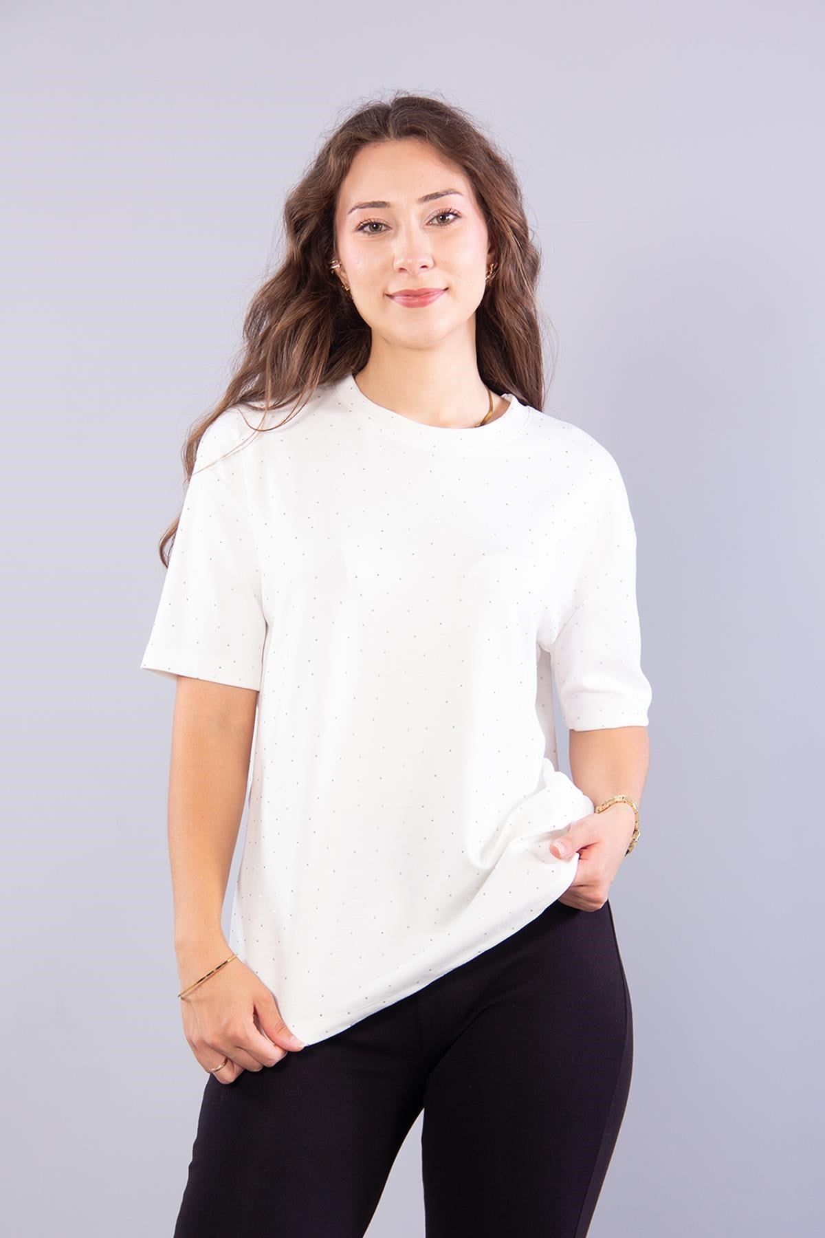 11351 Taşlı Salaş O Yaka T-shirt