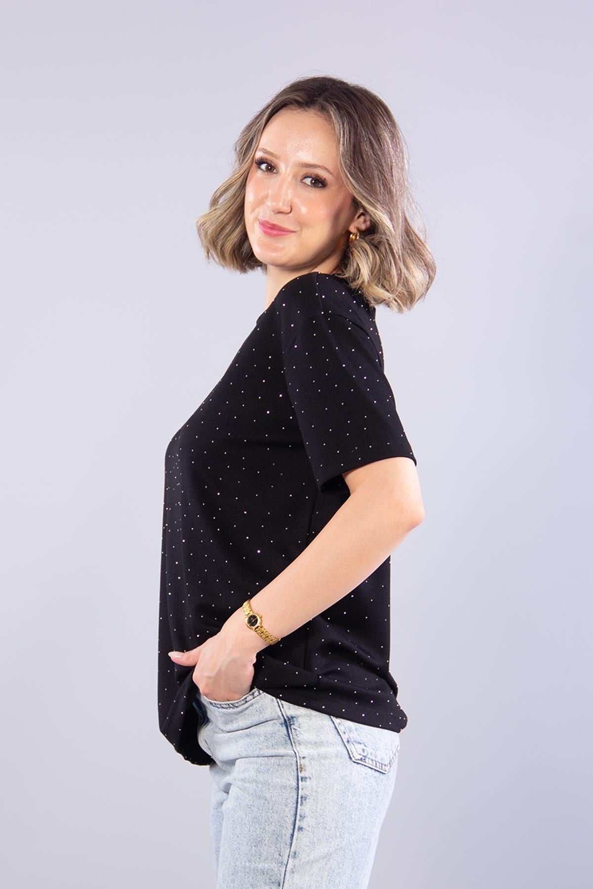 11351 Taşlı Salaş O Yaka T-shirt
