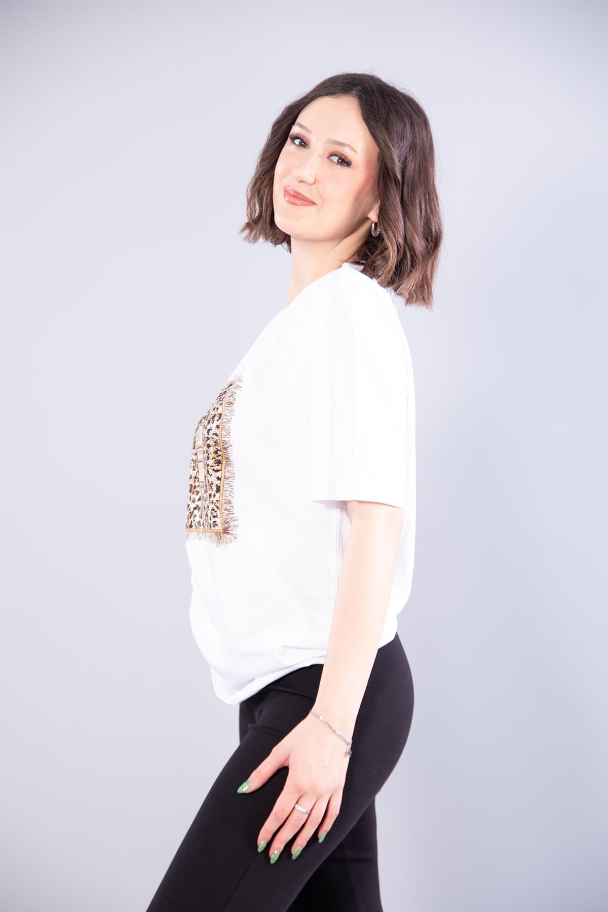 2005 Beauty Leopar Baskılı T-shirt