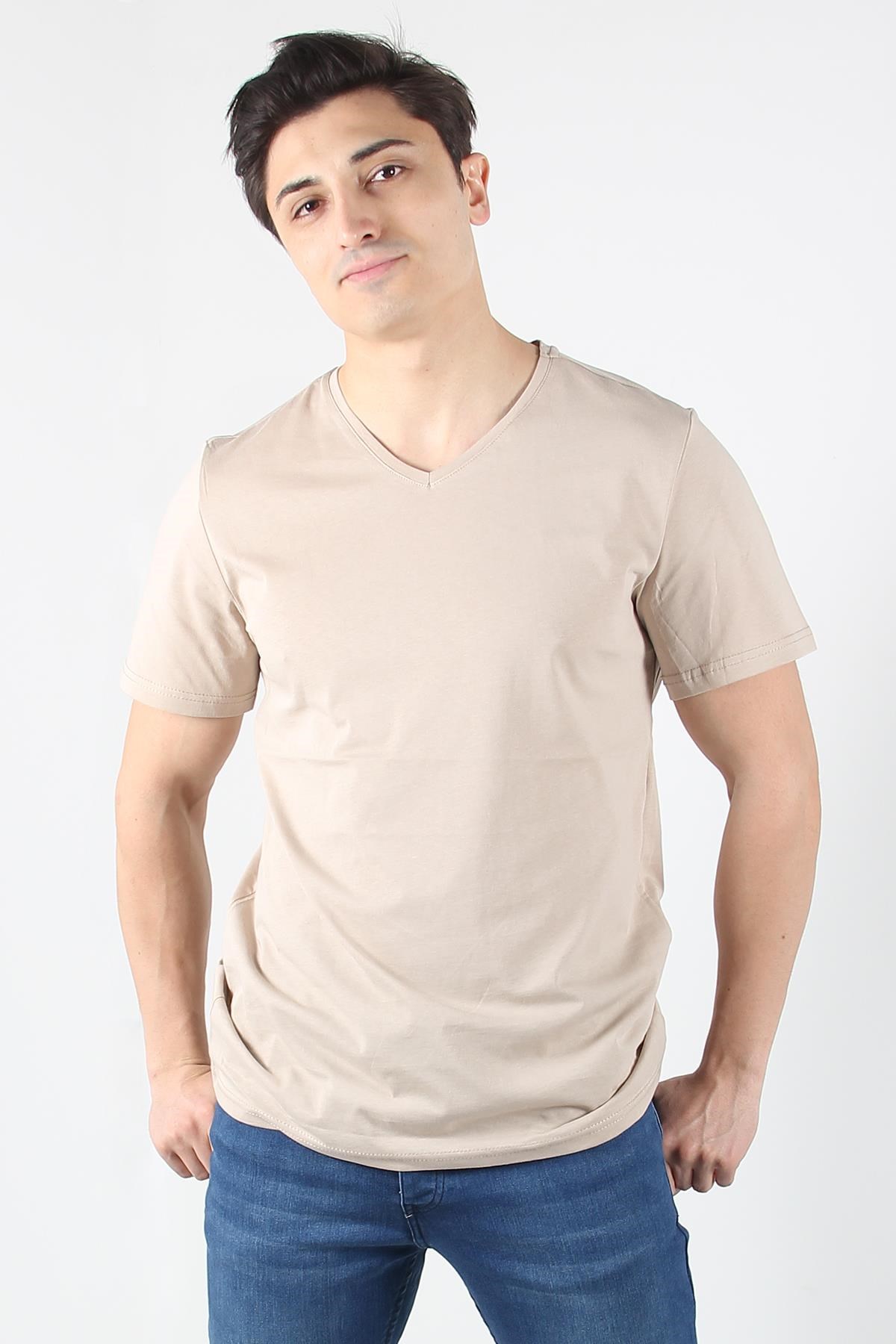 2021 V Yaka Basic Süprem Regular Fit T-shirt