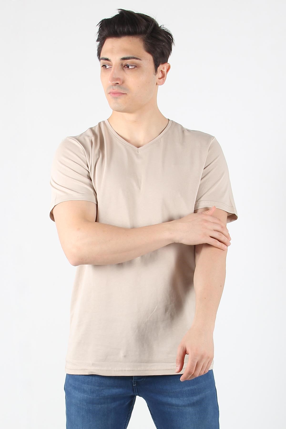 2021 V Yaka Basic Süprem Regular Fit T-shirt
