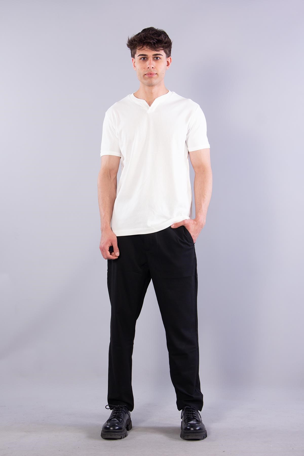 2122 Hakim Yaka  Modern Fit %100 Pamuk Basic T-shirt