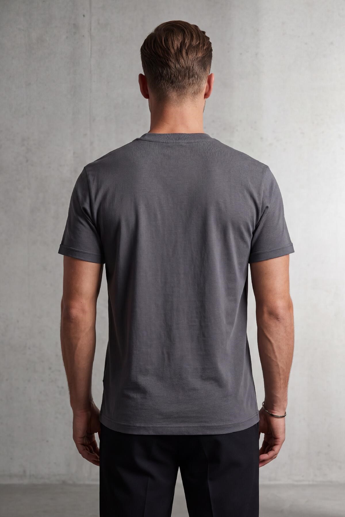 2122  Hakim Yaka  Modern Fit %100 Pamuk Basic T-shirt