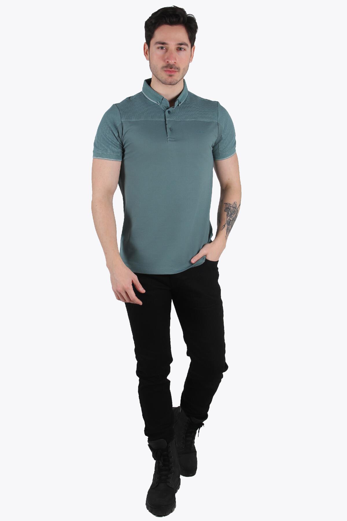 2122 Hakim Yaka  Modern Fit %100 Pamuk Basic T-shirt