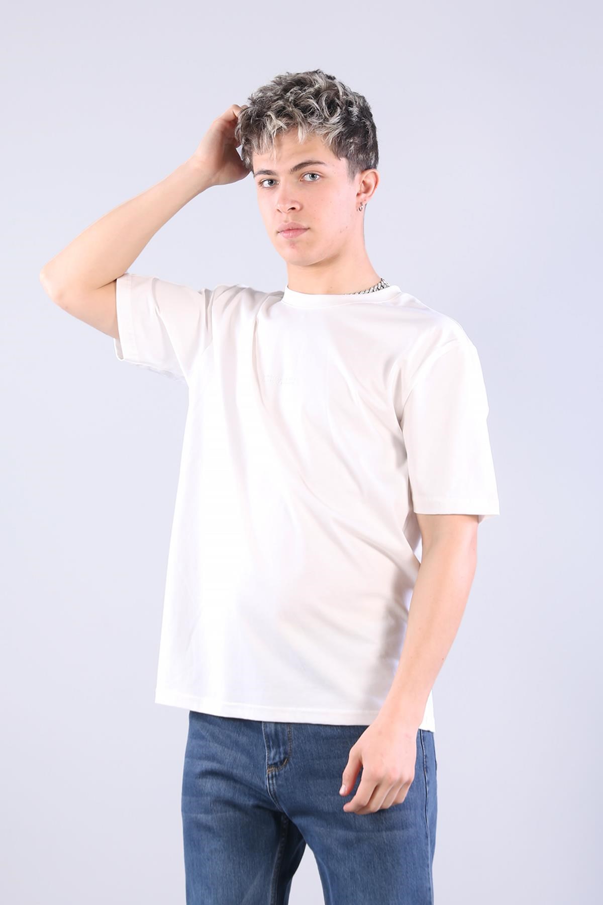 2271 Baskı 3 O yaka 24*1 Süprem Oversize T-shirt