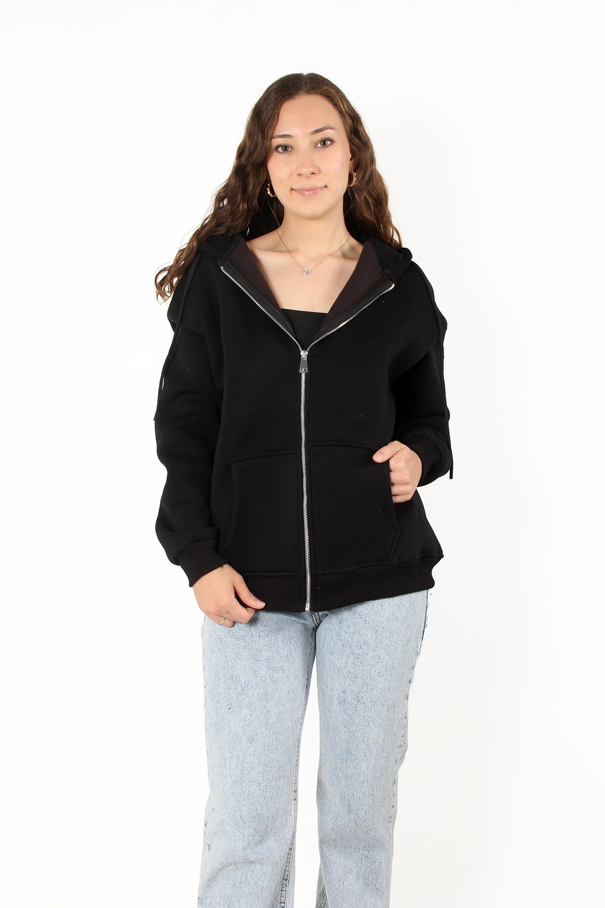 2501 Fermuarlı Kapşonlu Sweat