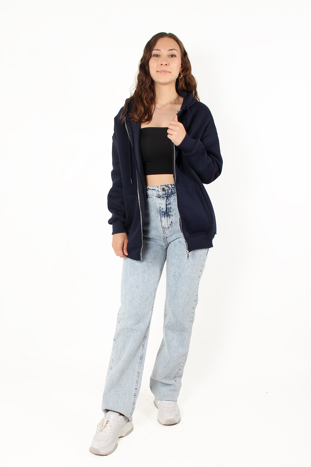 2501 Fermuarlı Kapşonlu Sweat