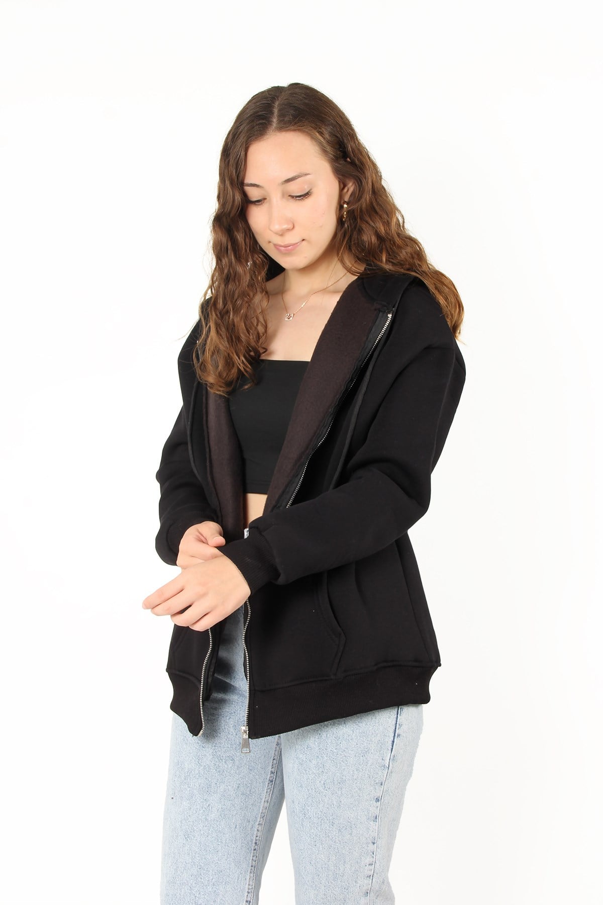 2501 Fermuarlı Kapşonlu Sweat