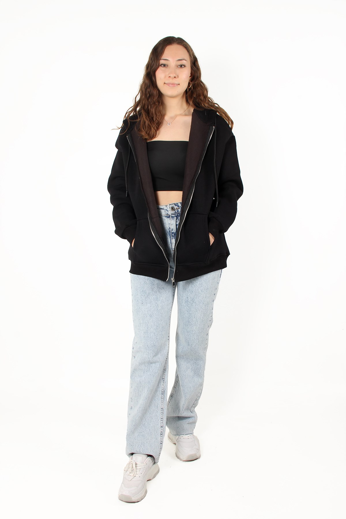 2501 Fermuarlı Kapşonlu Sweat