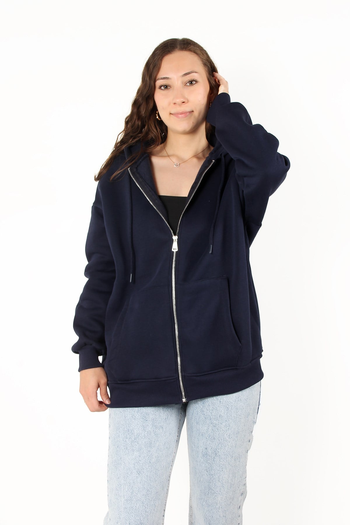 2501 Fermuarlı Kapşonlu Sweat