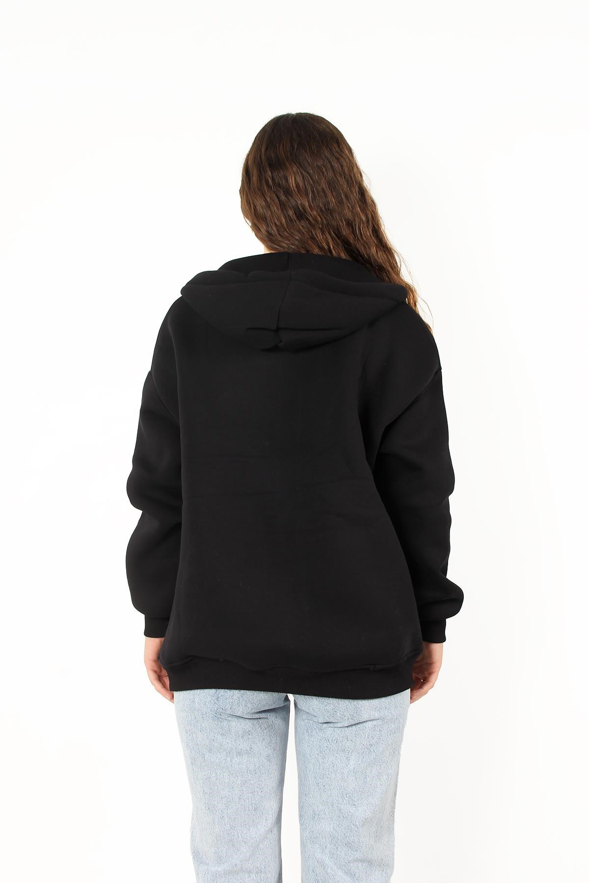 2501 Fermuarlı Kapşonlu Sweat