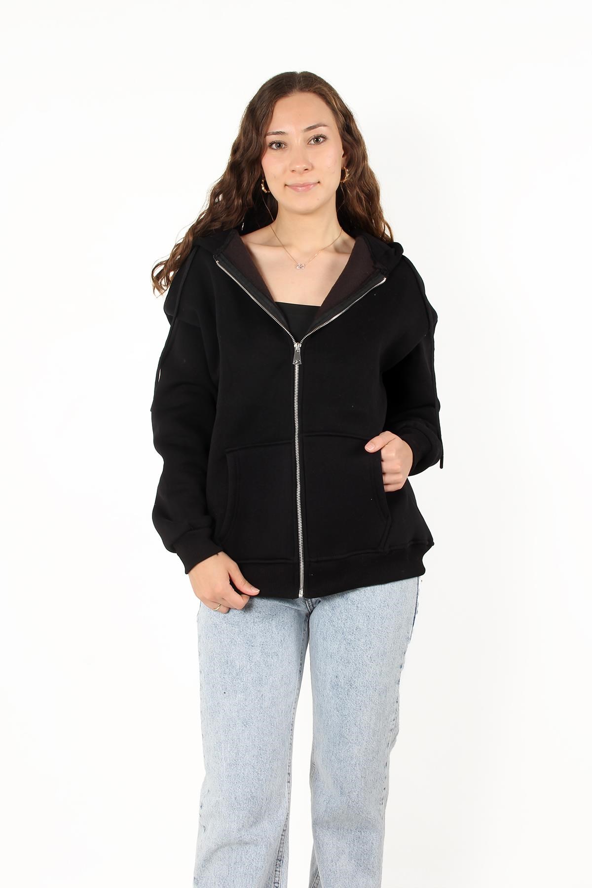 2501 Fermuarlı Kapşonlu Sweat
